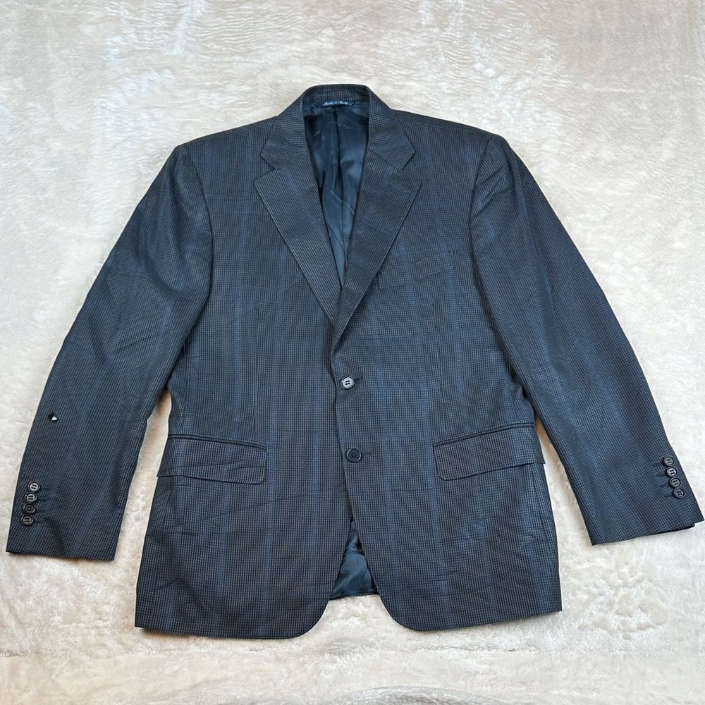 Canali Men's Silk Wool Textured Blazer Dark Gray Size 34L Hole in Sleeve